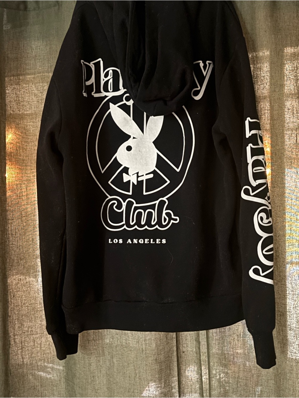 PLAYBOY Black Hoodie with White Bunny Graphic